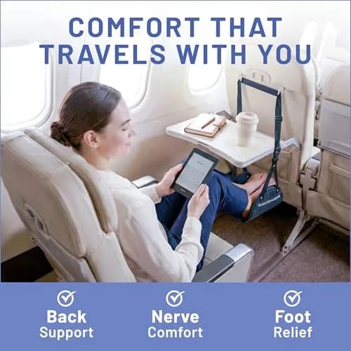 BASIC CONCEPTS Airplane Footrest Hammock 4 Pack | Adjustable Travel & Office Foot Rest thumbnail 2