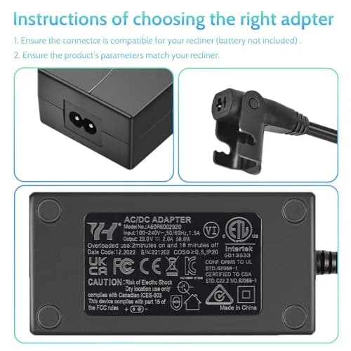 Sopito Power Supply for Recliner 29V 58W | AC/DC Adapter with 3 Cables for Lift Chairs thumbnail 7