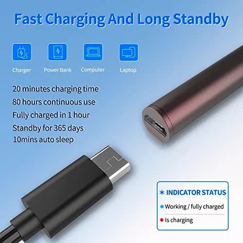 SSS·GRGB Rechargeable Stylus Pen for HP Laptops | Red, 14.6cm (0.9cm Diameter) thumbnail 5