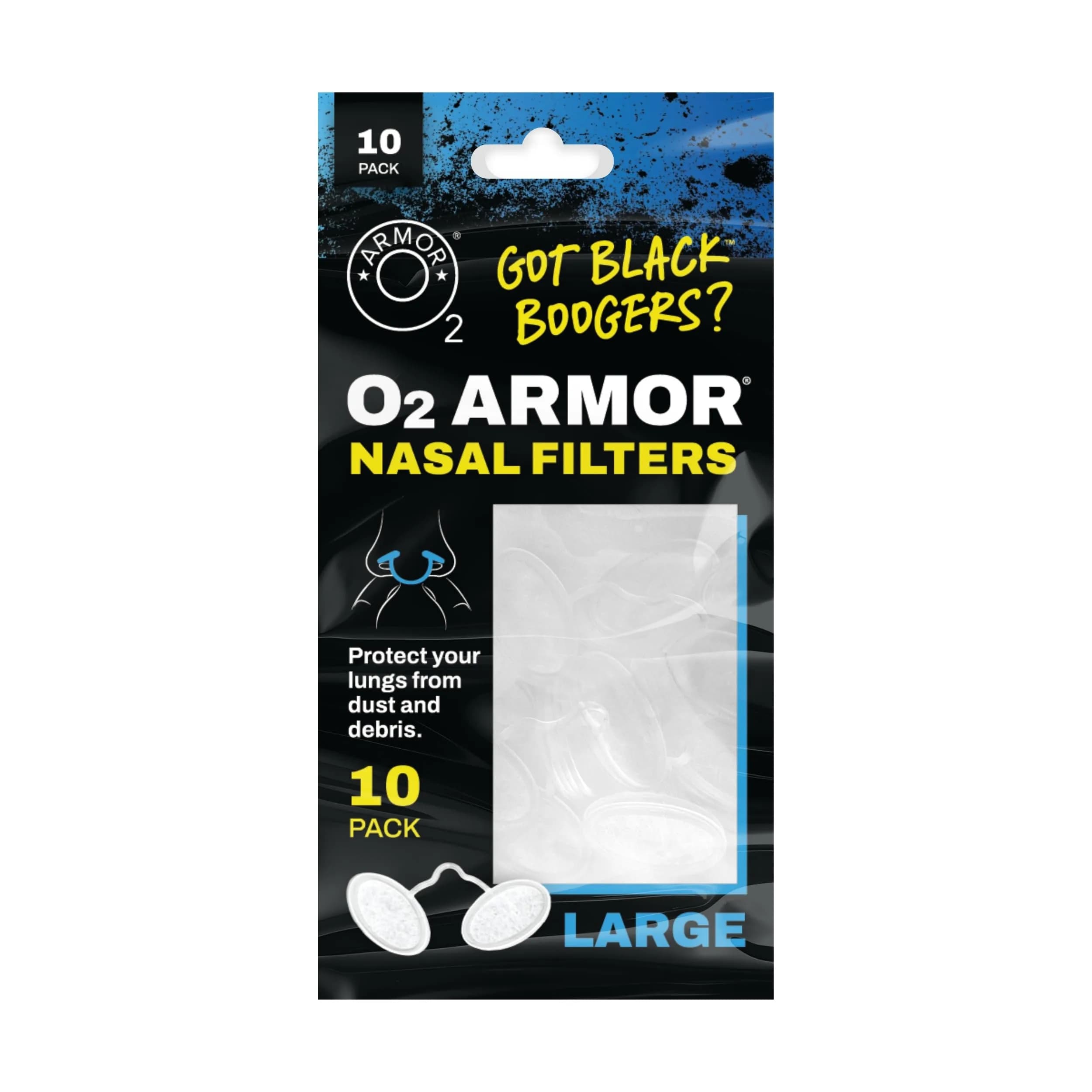 O2 Armor Nose Filters for Welding, Dust & Allergies (10 Pack, Large) | Capture 99% of Airborne Particles — Large