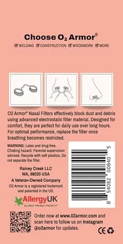 O2 Armor Nose Filters for Welding, Dust & Allergies | 10 Pack, Size Medium thumbnail 6