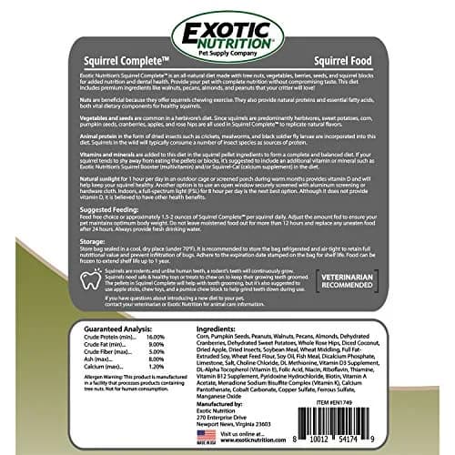 Exotic Nutrition Squirrel Complete 1.81 kg (4 lb) | Natural Pet Food for Squirrels thumbnail 3