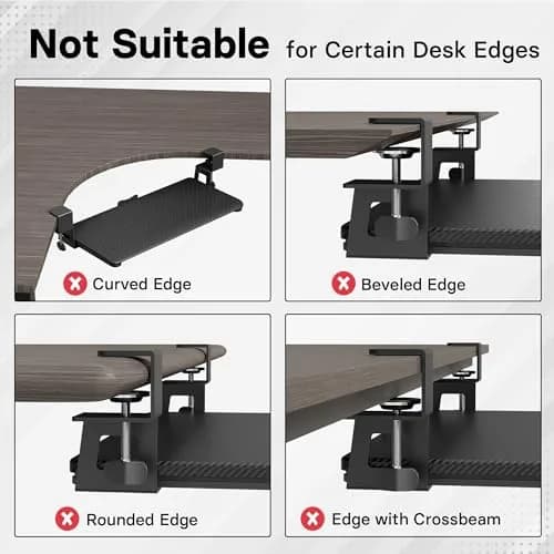 BONTEC Under Desk Keyboard Tray, Pull-Out Platform for Standard Keyboard & Mouse, 25.6" x 11.8" | Space-Saving Workspace Organizer thumbnail 3