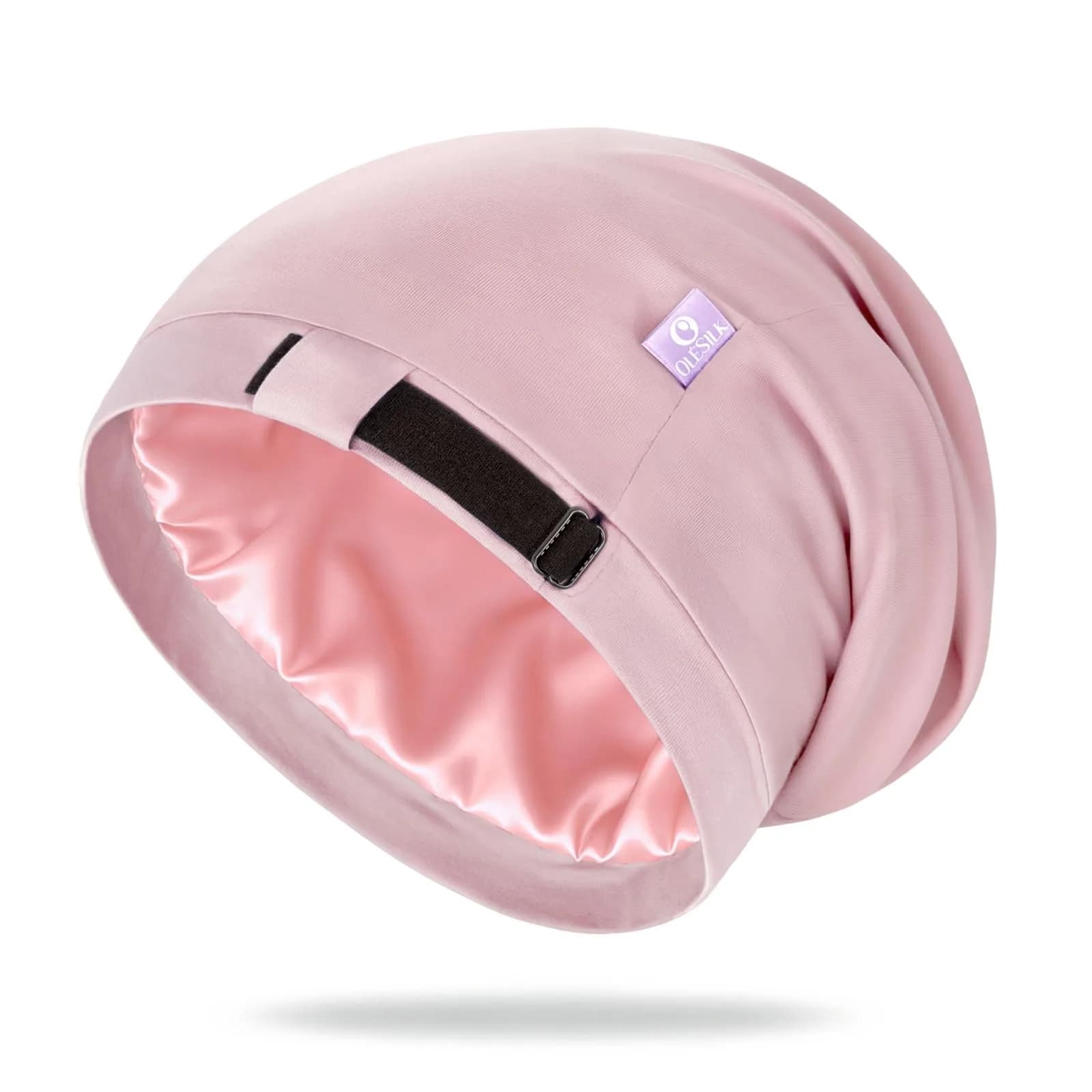 OLESILK Mulberry Silk Bonnet for Sleeping Women, Hair Wrap for Curly Hair Care, Pink (10.5 x 11.5 inches)