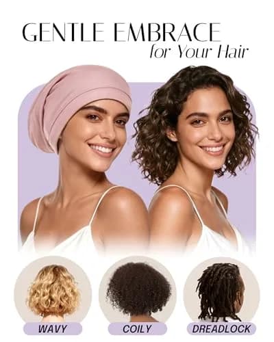 OLESILK Mulberry Silk Bonnet for Sleeping Women, Hair Wrap for Curly Hair Care, Pink (10.5 x 11.5 inches) thumbnail 4