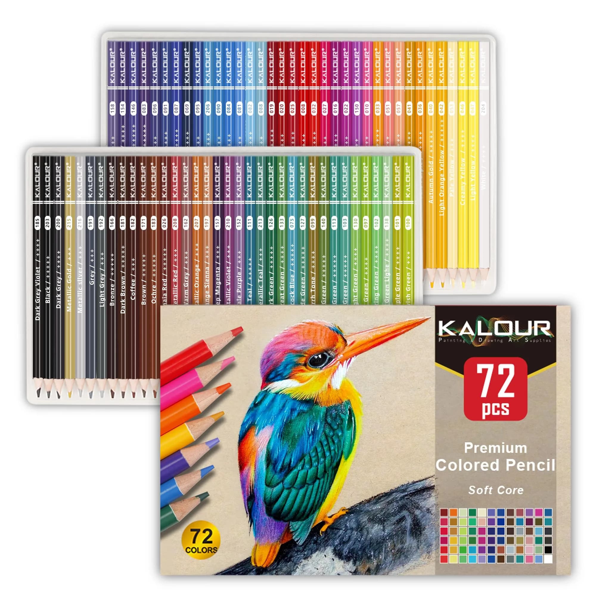 KALOUR 72 Count Colored Pencils Set | Soft Core, Blendable, Non-Toxic