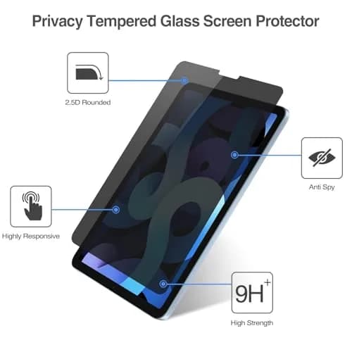 ProCase 2 Pack Privacy Screen Protector for iPad Air 5th/4th Gen & iPad Pro 11" 4th/3rd/2nd/1st Gen 10.9" | Anti-Spy Tempered Glass thumbnail 4