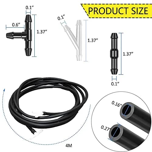 DWARFOO Windshield Washer Hose Kit, 4 Meter (157 inch) | Durable Rubber, Universal Fit for Cars & Trucks thumbnail 2