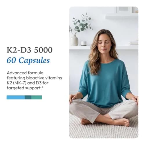 XYMOGEN K2-D3 5000 | Vitamin D3 K2 for Bone & Heart Support, 60 Capsules thumbnail 5