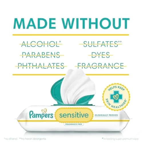 Pampers Sensitive Baby Wipes, 1008 Count (18 Flip-Top Packs) | Clinically Proven for Sensitive Skin thumbnail 7