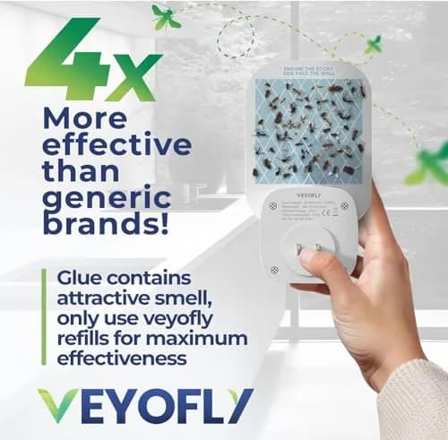VEYOFLY Fruit Fly & Gnat Trap Plug-in with UV Light & Glue Boards, 1 Device + 3 Refills | Non-Toxic Indoor Insect Catcher thumbnail 5