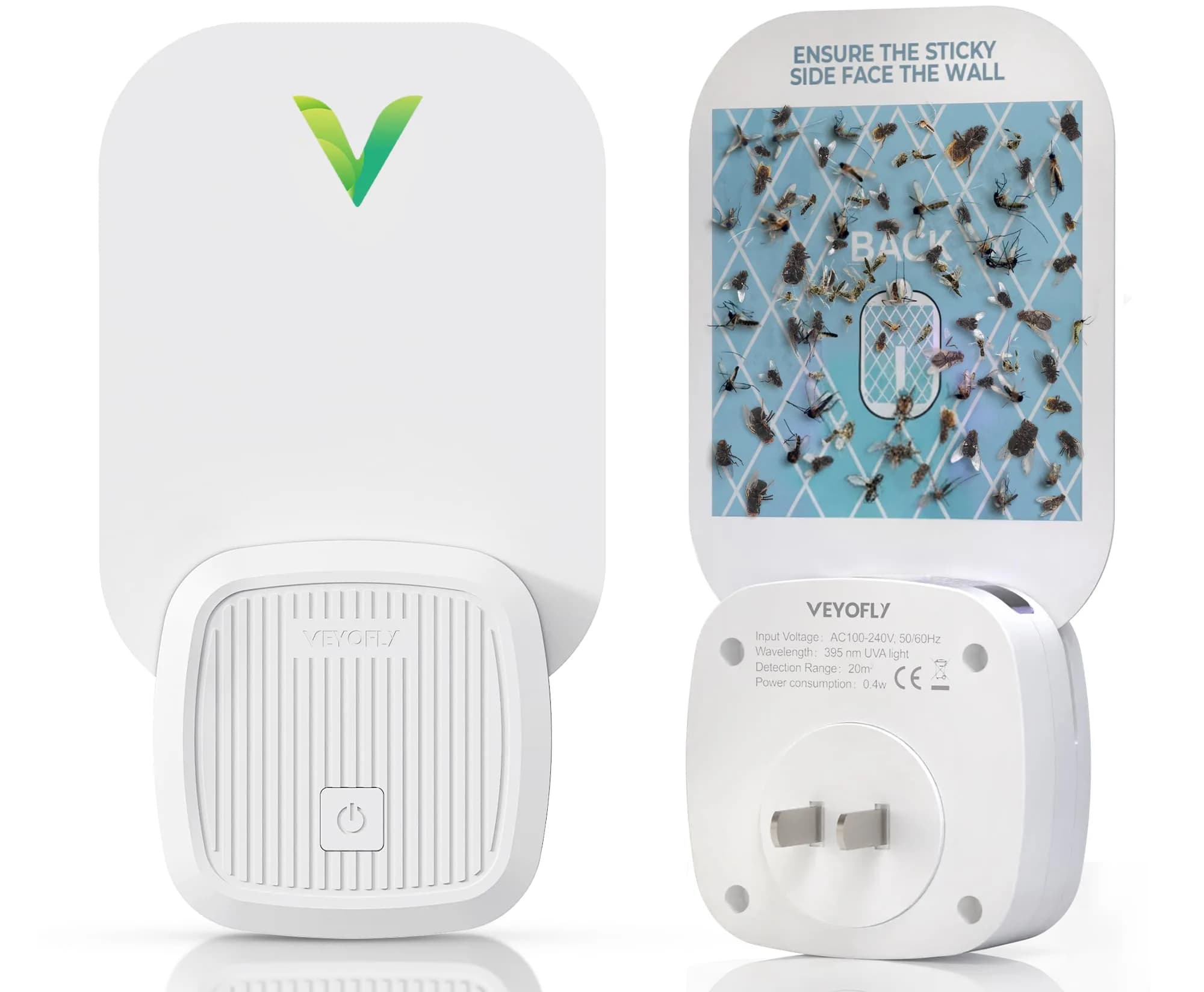 VEYOFLY Fruit Fly & Gnat Trap Plug-in with UV Light & Glue Boards, 1 Device + 3 Refills | Non-Toxic Indoor Insect Catcher