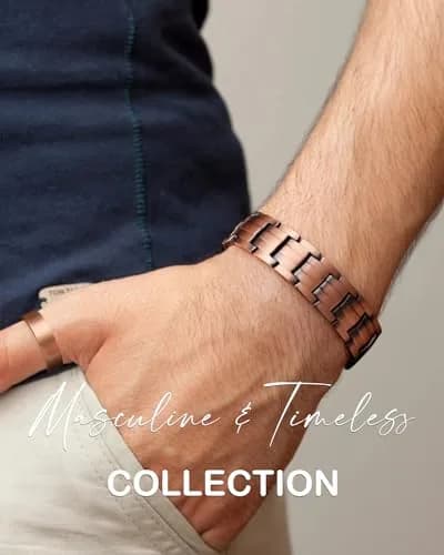 Feraco Men's Copper Magnetic Bracelet and Ring Set 22cm (8.66") | Hypoallergenic & Nickel-Free thumbnail 4