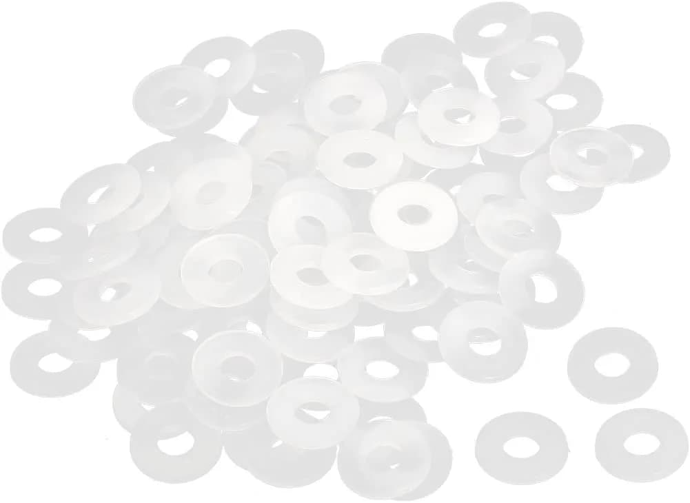 TA-VIGOR M3 Nylon Flat Washer 6mm OD x 3mm ID x 0.5mm Thickness (100pcs) | White Sealing Gasket for Pipes & Hoses - main product image