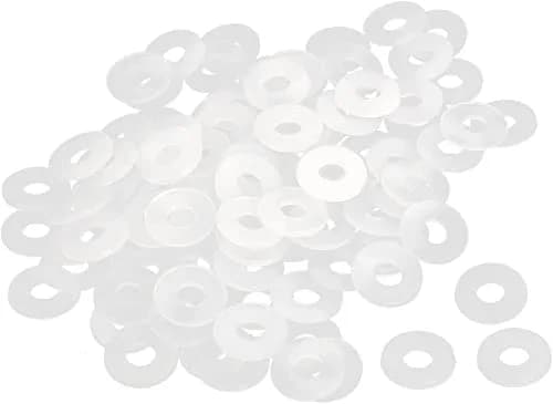 TA-VIGOR M3 Nylon Flat Washer 6mm OD x 3mm ID x 0.5mm Thickness (100pcs) | White Sealing Gasket for Pipes & Hoses thumbnail 1