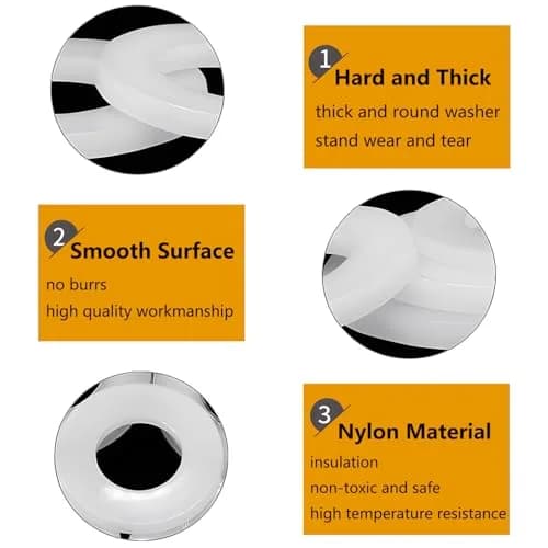 TA-VIGOR M3 Nylon Flat Washer 6mm OD x 3mm ID x 0.5mm Thickness (100pcs) | White Sealing Gasket for Pipes & Hoses thumbnail 3
