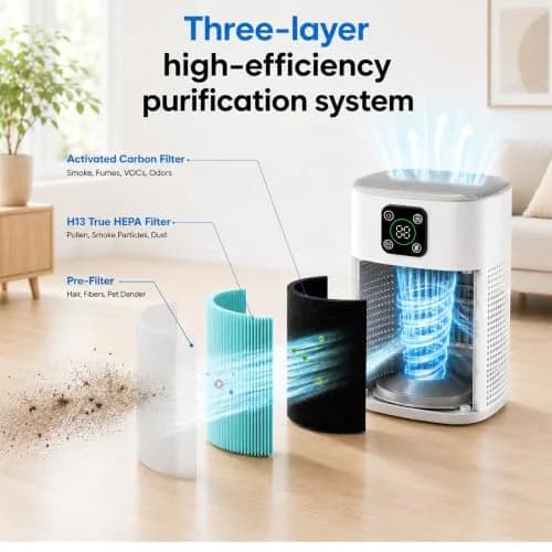 Honeyuan H13 HEPA Air Purifier 2 Pack - 2190 sq ft Coverage | Quiet 24dB Sleep Mode, 3-Stage Filtration, Smart Touch Control thumbnail 2