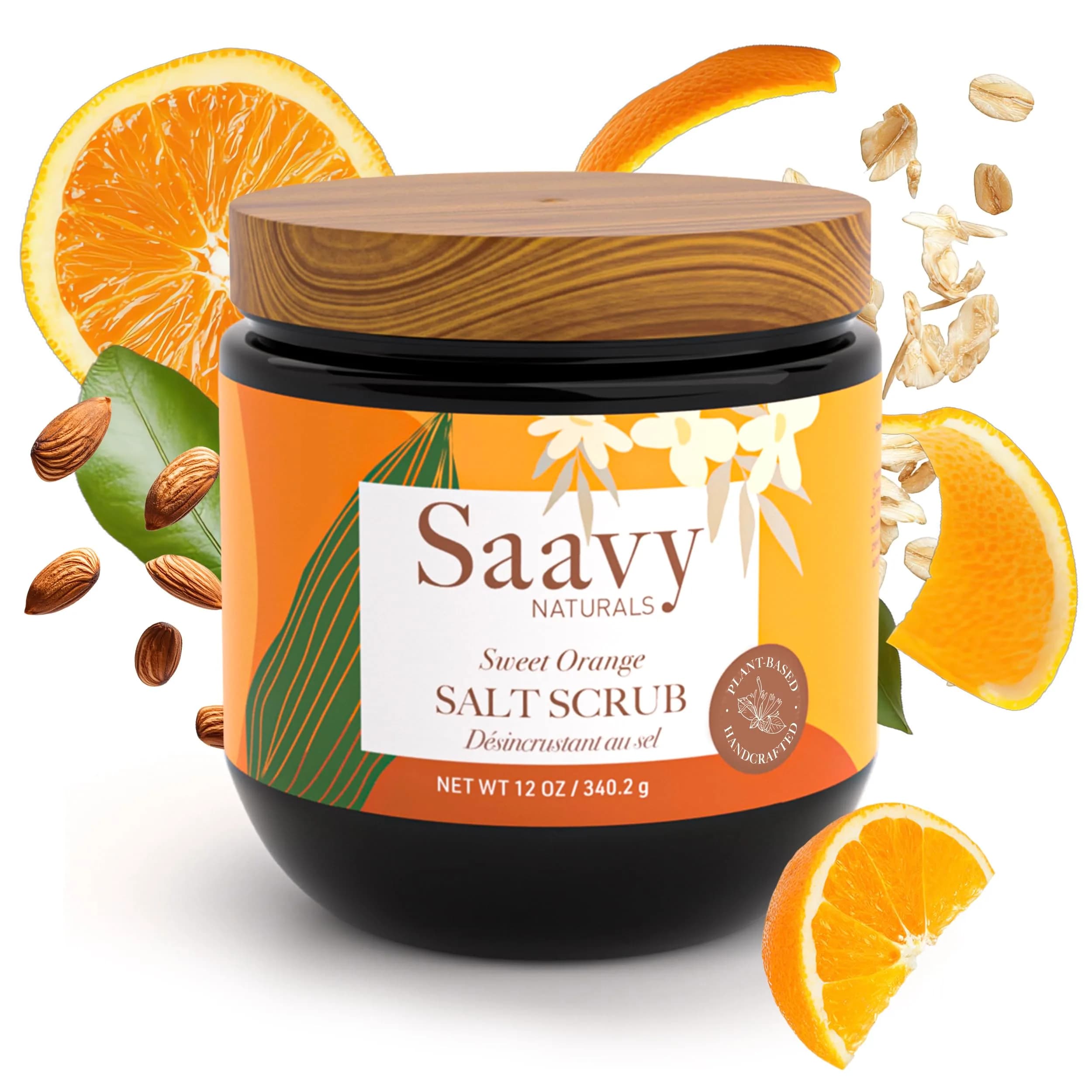 Saavy Naturals Body Scrub - Scented Sugar Vanilla Extract, Vegan Exfoliating with Vitamin E, Gentle for Sensitive Skin – Made in USA – Tahitian Vanilla (1 Pack) - 12 oz — Sweet Orange / 12 Ounce