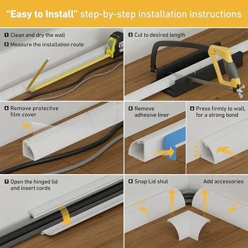 D-Line Stainable Wood-Effect Corner Cable Concealer 157in | Floor & Corner Cord Organizer thumbnail 8