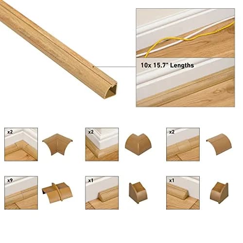 D-Line Stainable Wood-Effect Corner Cable Concealer 157in | Floor & Corner Cord Organizer thumbnail 2