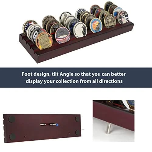 DecoWoodo Challenge Coin Display Stand 4 Rows Mahogany | Elegant & Durable thumbnail 7