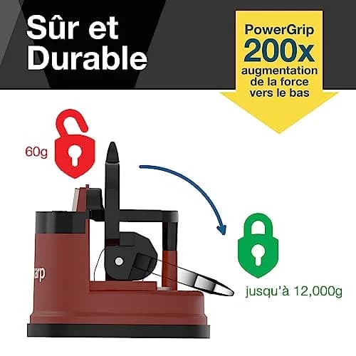 AnySharp Knife Sharpener Brick Red | Hands-Free Safety, PowerGrip Suction, Tungsten Carbide Blade thumbnail 3