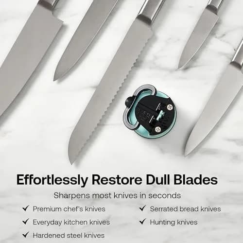 AnySharp Editions Knife Sharpener Daisy | Hands-Free Suction Base, 20-Degree Angle, Tungsten Carbide Edges thumbnail 5