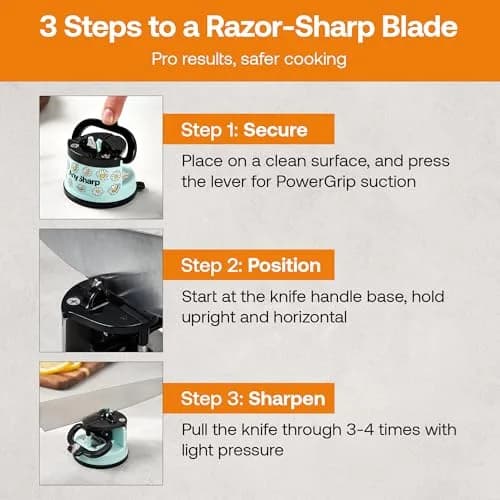 AnySharp Editions Knife Sharpener Daisy | Hands-Free Suction Base, 20-Degree Angle, Tungsten Carbide Edges thumbnail 9