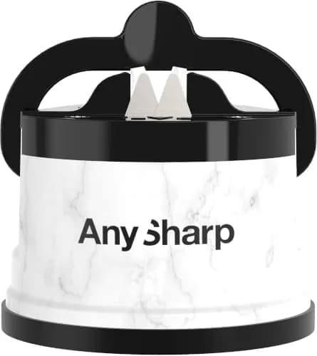 AnySharp Editions Knife Sharpener White Marble | Easy Use Hands-Free with PowerGrip Suction thumbnail 1