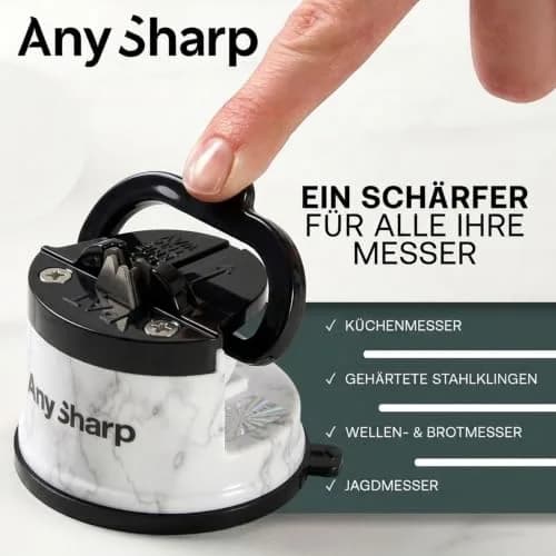 AnySharp Editions Knife Sharpener White Marble | Easy Use Hands-Free with PowerGrip Suction thumbnail 5