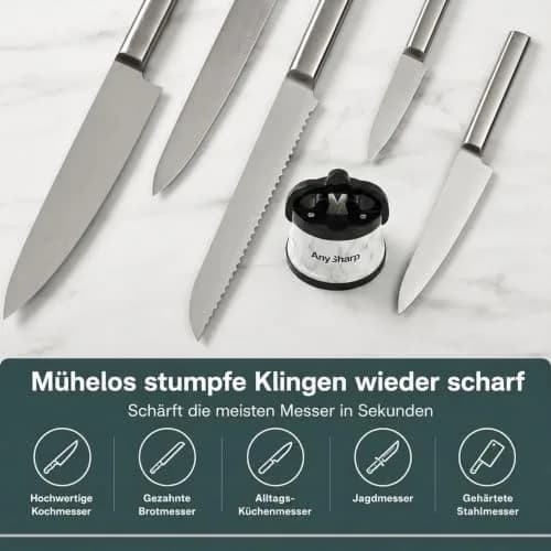 AnySharp Editions Knife Sharpener White Marble | Easy Use Hands-Free with PowerGrip Suction thumbnail 6