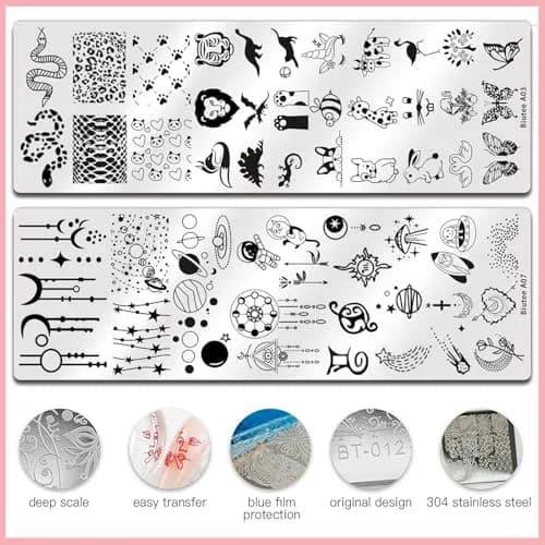 Biutee 10 pcs Nail Stamping Plates Set Halloween Nail Art Kit 12 x 4 cm (4.72 x 1.6 Inch) | Professional DIY Manicure Designs thumbnail 3