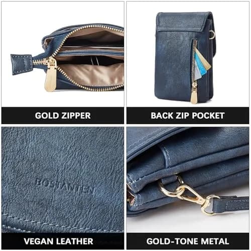 BOSTANTEN Small Crossbody Bag for Women Designer Cell Phone Purse | Vegan Leather, Compact & Stylish (4.9in x 2in x 7.1in) thumbnail 8