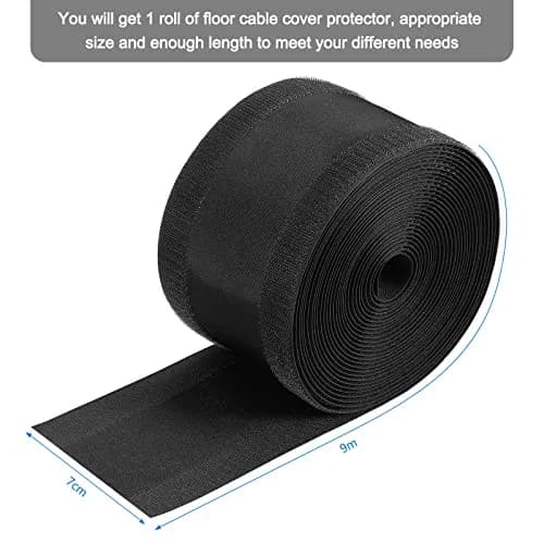 Syhood Carpet Cord Cover Floor Cable Protector 2.8 Inch 30 Feet Black | Floor Cable Management thumbnail 2