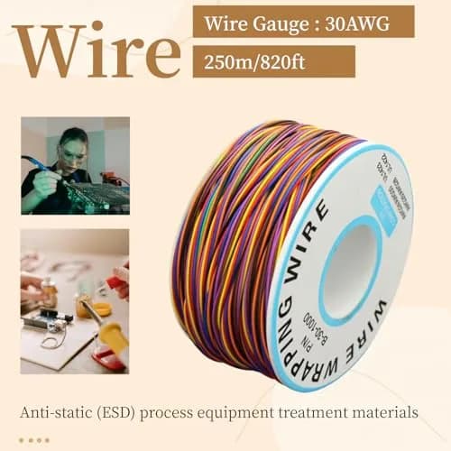 JESSINIE 8-Color Electronic Wire - 30 AWG Single Core, 250M | Tinned Copper Solid Cable for Circuit Boards thumbnail 4