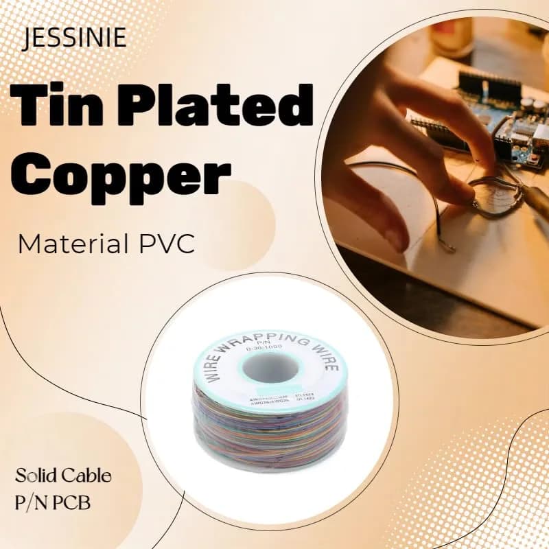 JESSINIE 8-Color Electronic Wire - 30 AWG Single Core, 250M | Tinned Copper Solid Cable for Circuit Boards thumbnail 6