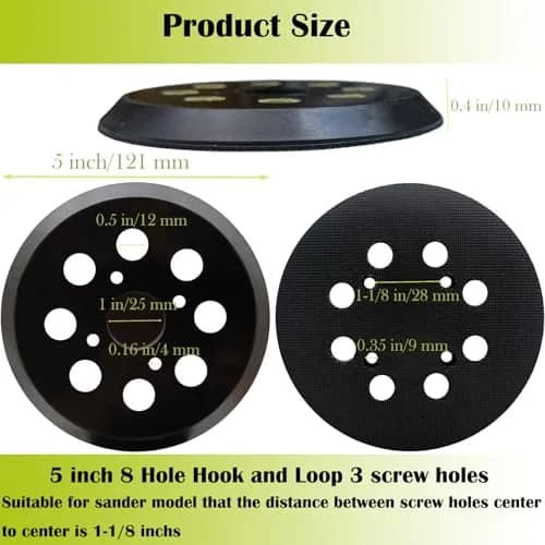 Tockrop 2 Pack 5 Inch 8 Hole Replacement Sander Pad for Ryobi RS290 RS241 RS240 RS280 RS280VS RS281VS P411 | Hook & Loop Sanding Pad thumbnail 2