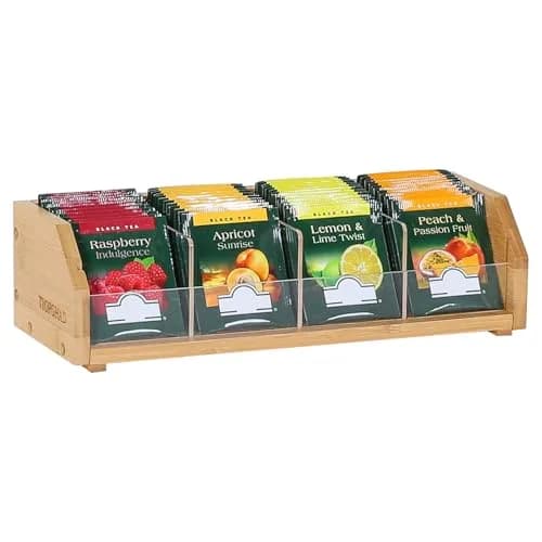 TIOPGHAD Small Bamboo Tea Bag Organizer 1 Tier Natural | Compact & High Capacity thumbnail 1