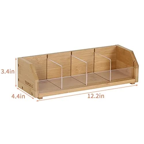 TIOPGHAD Small Bamboo Tea Bag Organizer 1 Tier Natural | Compact & High Capacity thumbnail 7