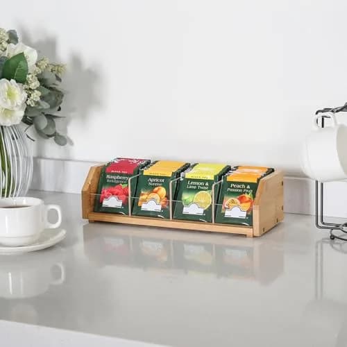 TIOPGHAD Small Bamboo Tea Bag Organizer 1 Tier Natural | Compact & High Capacity thumbnail 4