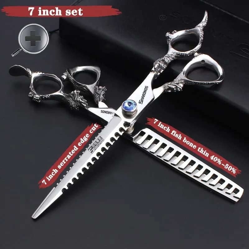 SHARONDS 7/7.5/8/9 inch Professional Hairdressing Scissors | Sharp Stainless Steel Shears for Haircutting (7 inch 2pc-B) thumbnail 3