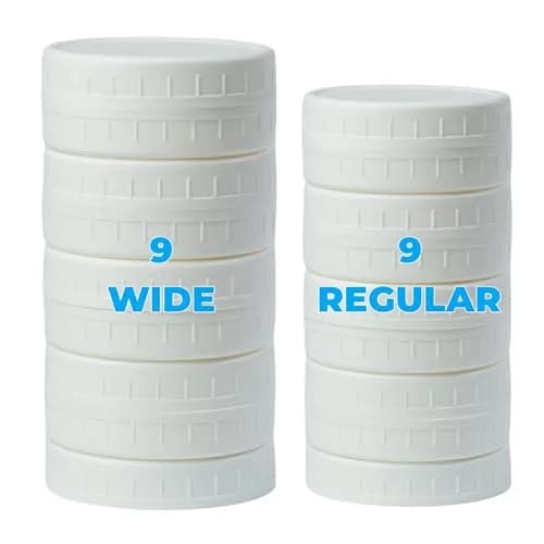 Bedgeta 18 Pack White Mason Jar Lids with Silicone Rings | Wide & Regular Mouth, BPA-Free, Reusable thumbnail 1