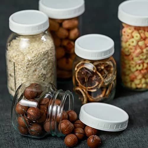 Bedgeta 18 Pack White Mason Jar Lids with Silicone Rings | Wide & Regular Mouth, BPA-Free, Reusable thumbnail 4