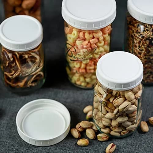 Bedgeta 18 Pack White Mason Jar Lids with Silicone Rings | Wide & Regular Mouth, BPA-Free, Reusable thumbnail 3