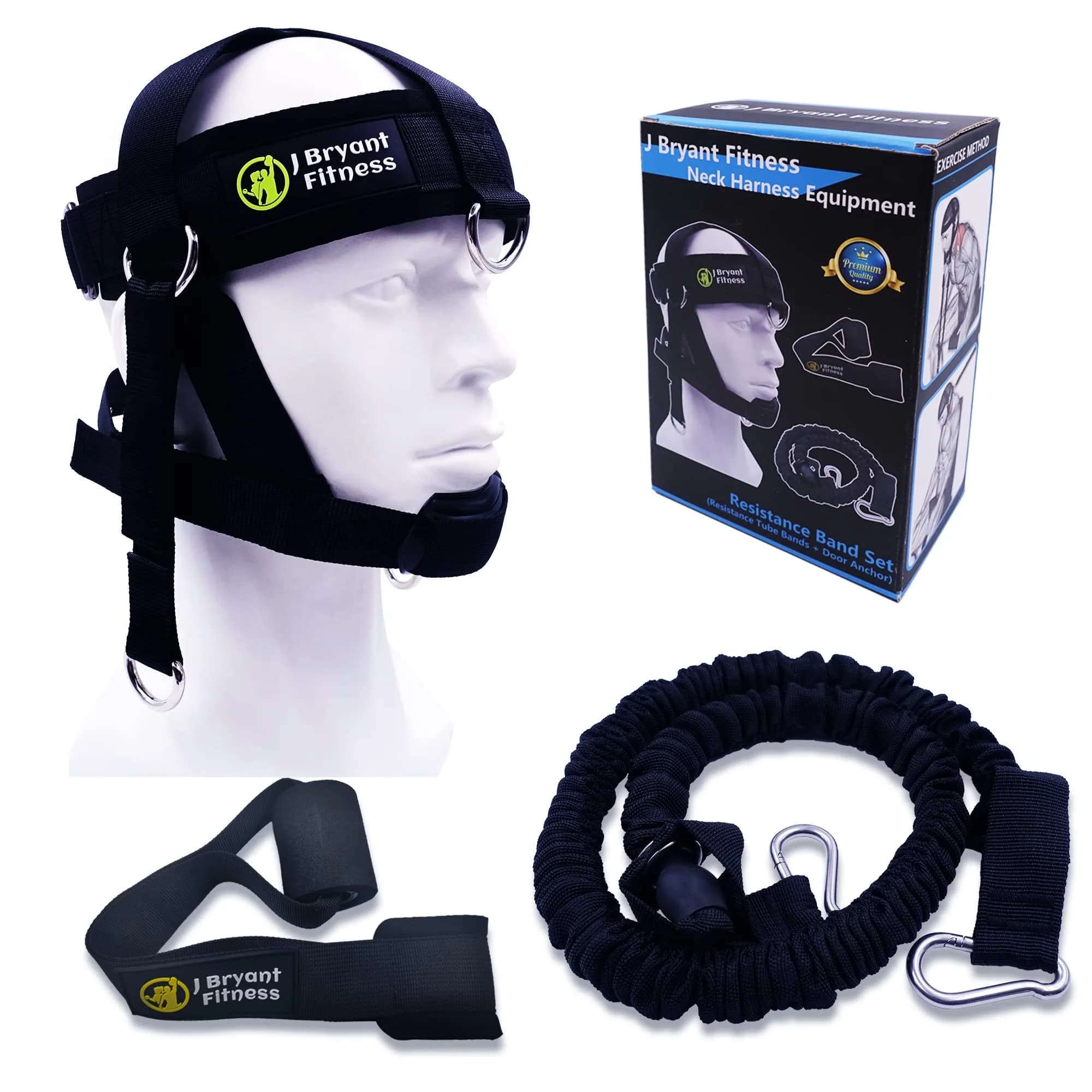 J Bryant Neck Harness Head - Weight Lifting with Resistance Bands - Adjustable Length Neck Training Strap with Door Anchor Neck Strength Training Equipment - main product image
