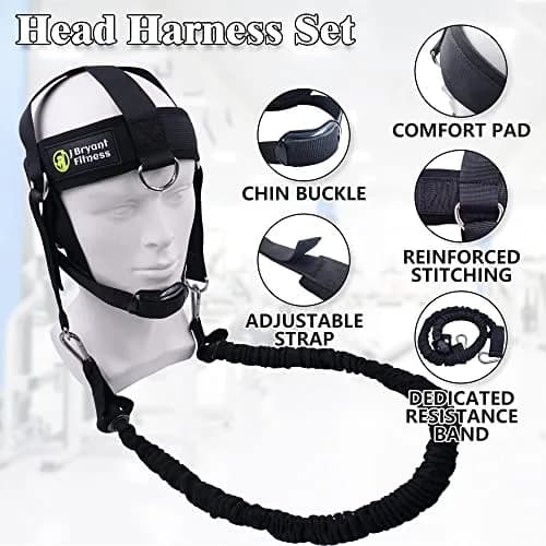 J Bryant Neck Harness Head - Weight Lifting with Resistance Bands - Adjustable Length Neck Training Strap with Door Anchor Neck Strength Training Equipment thumbnail 2
