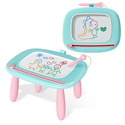 Kikidex Magnetic Drawing Board Toddler Toys Age 1-3 | Mess-Free Doodle Pad for Kids Birthday Gift (Mint Blue) thumbnail 1