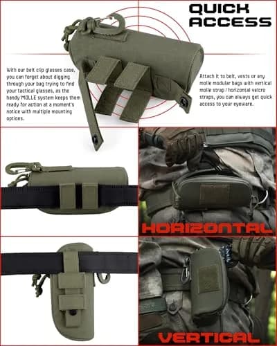 WYNEX Tactical Molle Glasses Pouch, Army Green | 16.5cm (6.5") thumbnail 6
