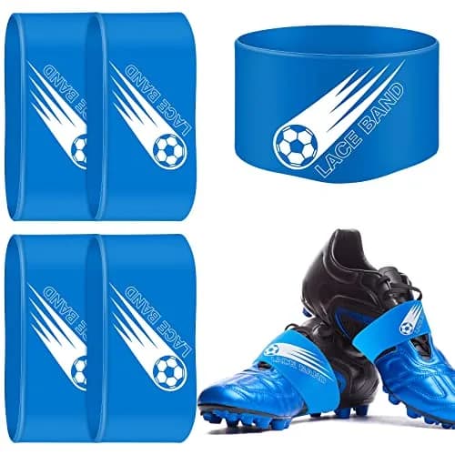 Patelai Blue 4 Pcs Soccer Lace Band Cleat Cover Youth Adult, Kids | Elastic Rubber for Secure Laces thumbnail 1