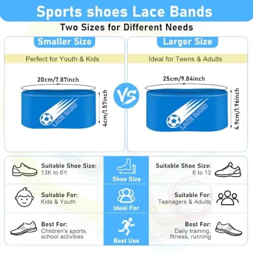 Patelai Blue 4 Pcs Soccer Lace Band Cleat Cover Youth Adult, Kids | Elastic Rubber for Secure Laces thumbnail 2